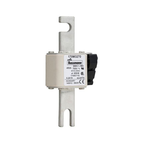 Fuse-link, high speed, 450 A, AC 690 V, compact DIN 1, 45 x 58 x 134 mm, aR, DIN, IEC, type K indicator, 110 mm centres image 8