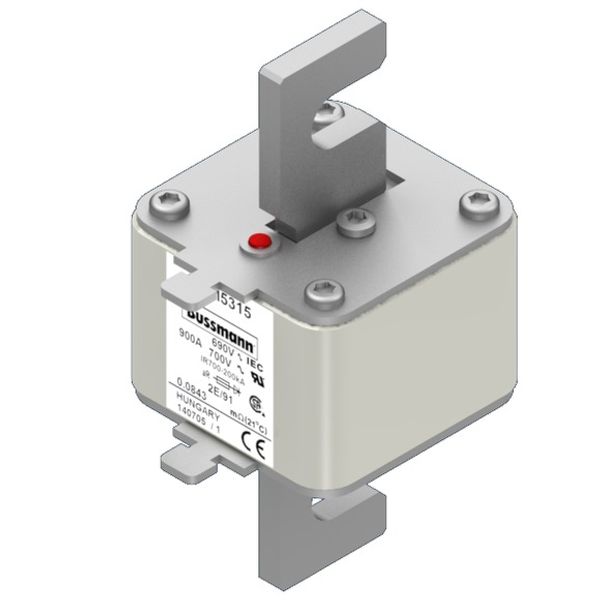 Fuse-link, high speed, 1000 A, AC 690 V, size 2, 61 x 77 x 138 mm, aR, IEC, single indicator image 2