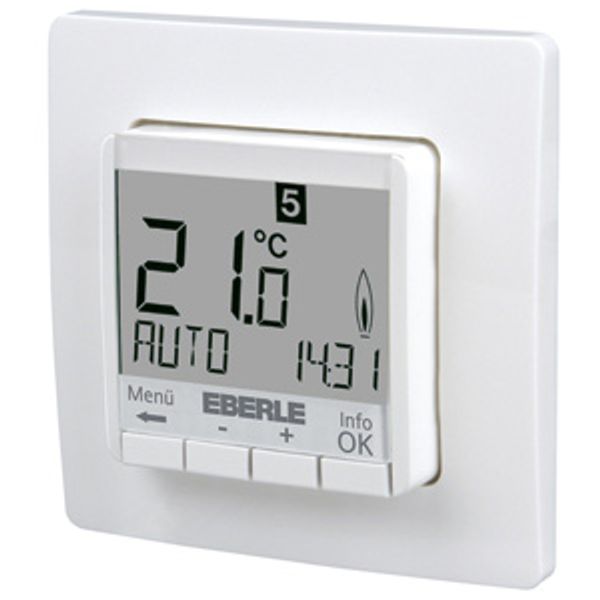 Concealed clock thermostat as room controller, AC 230V, 1 changeover contact, heating 5(2) A, cooling 1(1) A, white backlighting image 2