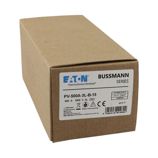 Fuse-link, high speed, 500 A, DC 1500 V, 3L, 75 x 205 mm, gPV, IEC, UL, with indicator, bolted contacts image 13