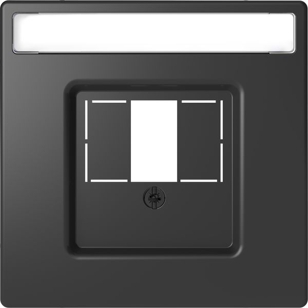Central plate with square opening and label field, anthracite, System Design image 1