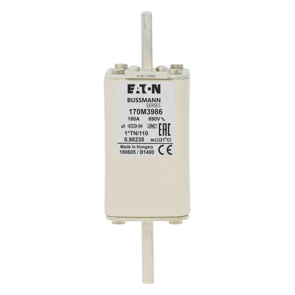 Fuse-link, high speed, 160 A, AC 1000 V, compact DIN 1, 43 x 61 x 138 mm, aR, DIN, IEC, single indicator image 6