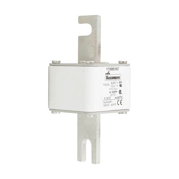 Fuse-link, high speed, 1100 A, AC 600 V, DIN 2, 61 x 61 x 108 mm, aR, DIN, IEC, single indicator, 110 mm centres image 7