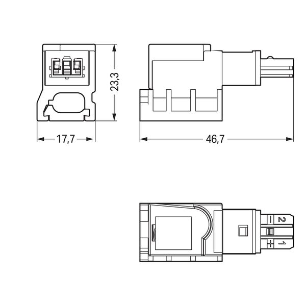 Tap-off module for flat cable 2-pole light gray image 4