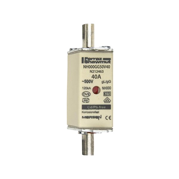 Fuse-link NH000 gG 500VAC 40A live tags Double indicator image 1