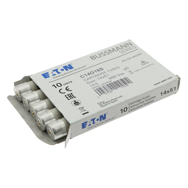 Fuse-link, LV, 16 A, AC 500 V, 14 x 51 mm, gL/gG, IEC, with striker image 14