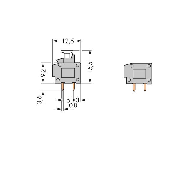 Stackable 2-conductor PCB terminal block 0.75 mm² Pin spacing 7.5/7.62 image 2