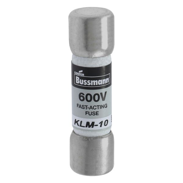 Eaton Bussmann series KLM fuse, 600 Vac, 600 Vdc, 10A, 100 kAIC at 600 Vac, 50 kAIC at 600 Vdc, Non Indicating, Fast acting, Ferrule end X ferrule end, Melamine tube, Nickel-plated bronze endcap image 18