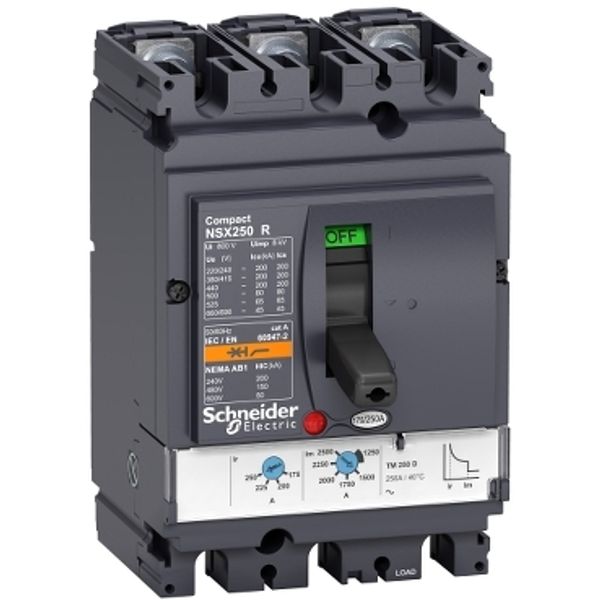 circuit breaker ComPact NSX250R, 200 kA at 415 VAC, TMD trip unit 160 A, 3 poles 3d image 2