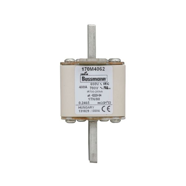 Fuse-link, high speed, 400 A, AC 690 V, DIN 1, 53 x 66 x 108 mm, aR, DIN, IEC, single indicator image 11