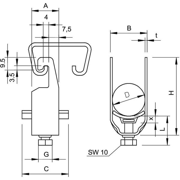 2056U 16 A2 Clamp clip  12-16mm image 2