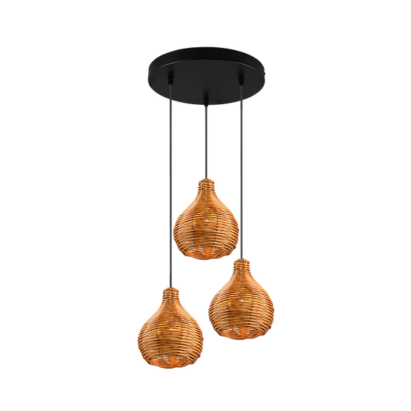 Sprout pendant 3-pc E14 rattan image 1