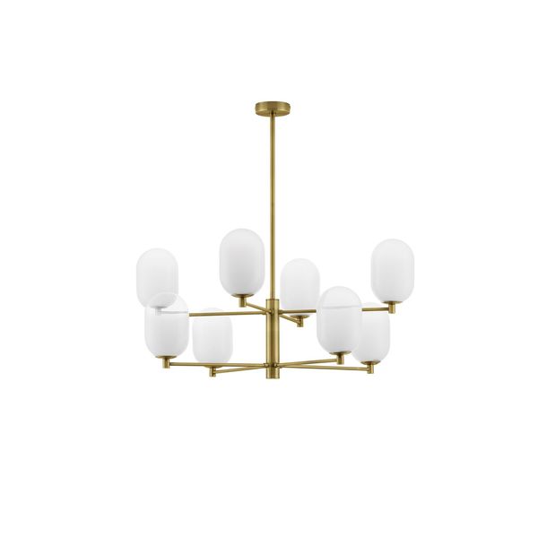 Brass Gold Metal  Gradient White Glass  LED G9 8x5 Watt 230 Volt  IP20 Bulb Excluded  Included Two parts Of Metal  25.2 cm Each Part  D: 80 H1: 52.7 H2: 77.5 cm Two Options Of Height  77.5 - 52.7 cm image 1