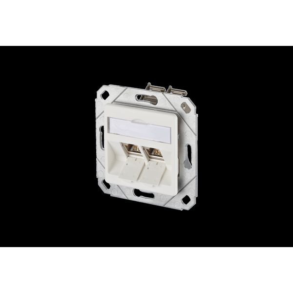 E-DAT modul 2 port flush mounted trunking installation Cat.6A, pure wh image 2