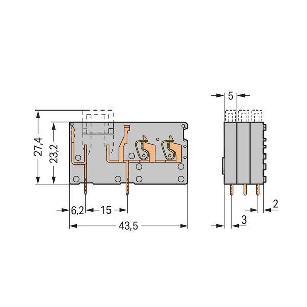 Stackable 2-conductor PCB terminal block with fuse mounting 2.5 mm² gr image 3