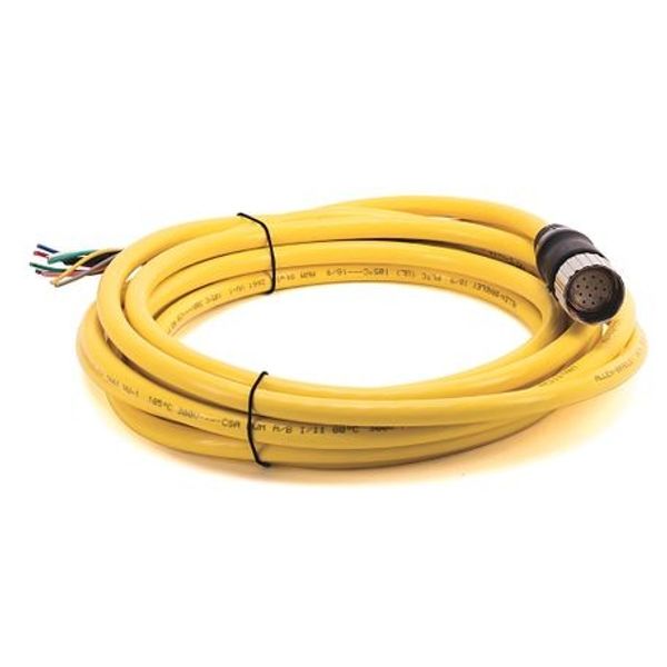 Allen-Bradley, 889M-FX9AE-5, M23, Female, Straight, 12-P/ 9-Con, PVC Cable, Yellow, Unshielded, IEC Color Coded, No Connector, 5 meter (16.4 feet) image 1