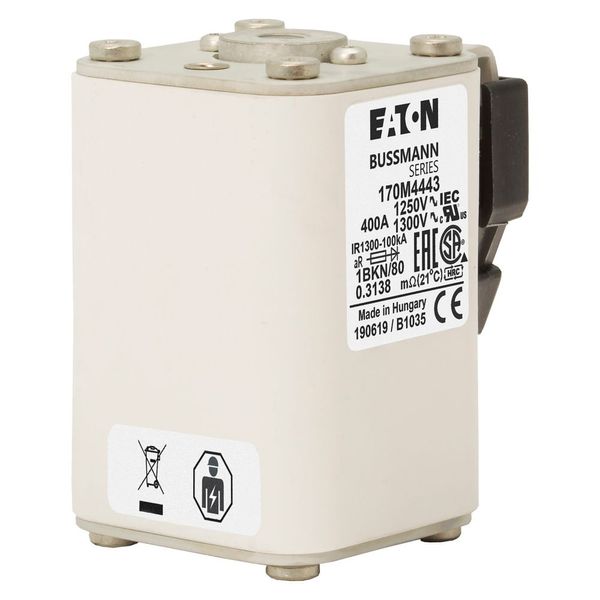 Fuse-link, high speed, 400 A, AC 1250 V, size 1, 53 x 69 x 80 mm, aR, IEC, UL, single indicator image 12