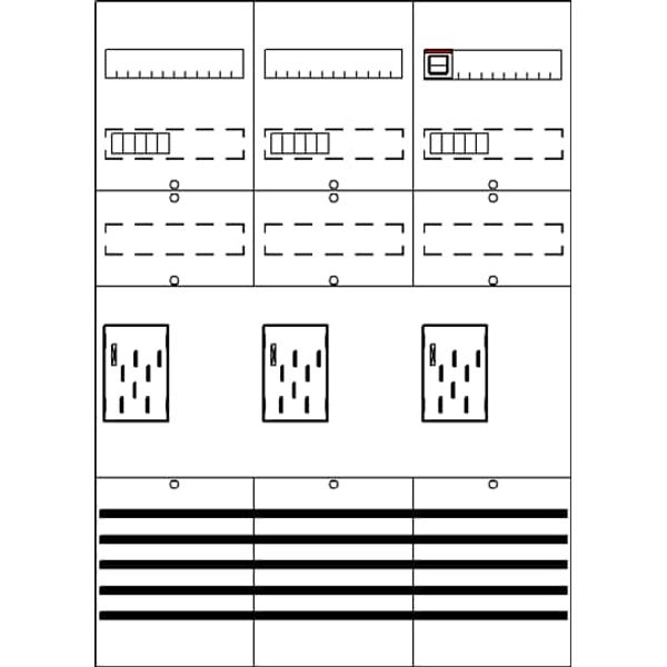 DF37A3XBM Meter panel, Field width: 3, Rows: 0, 1050 mm x 750 mm x 160 mm, IP2XC image 17