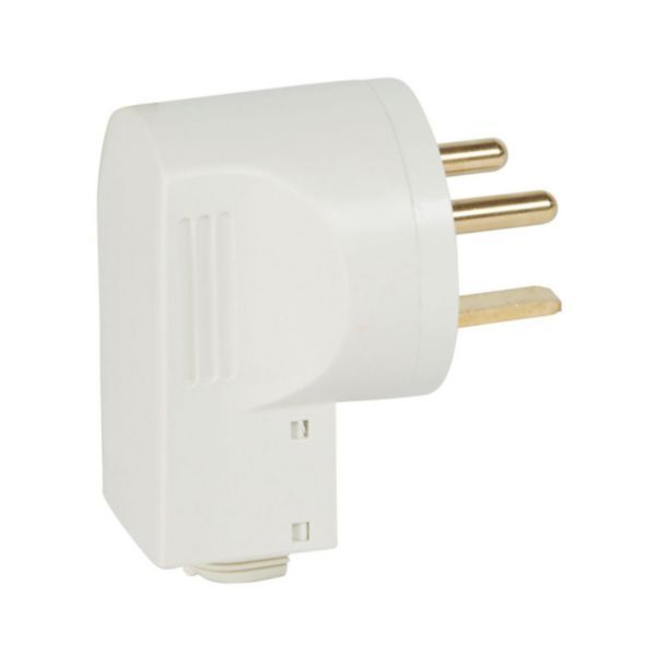 20A male power plug - cable exit from below - 2 pins - white image 1