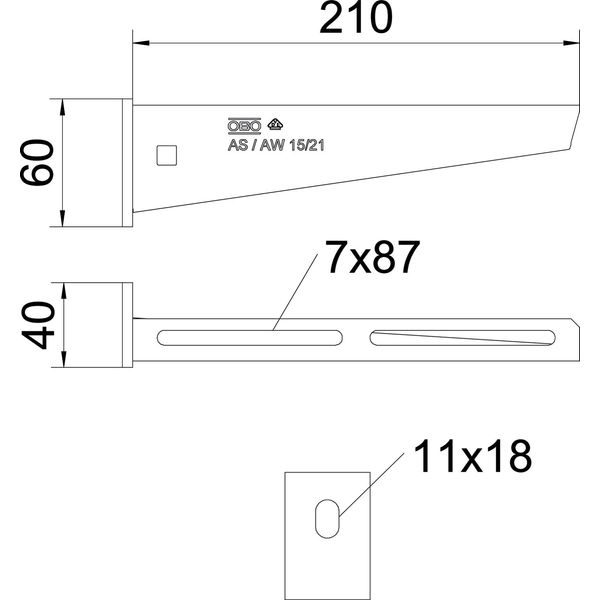 AW 15 21 A4 Wall and support bracket with welded head plate B210mm image 2
