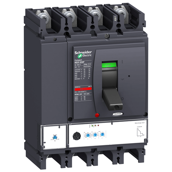 circuit breaker ComPact NSX630H, 70 kA at 415 VAC, MicroLogic 2.3 trip unit 630 A, 4 poles 4d image 4