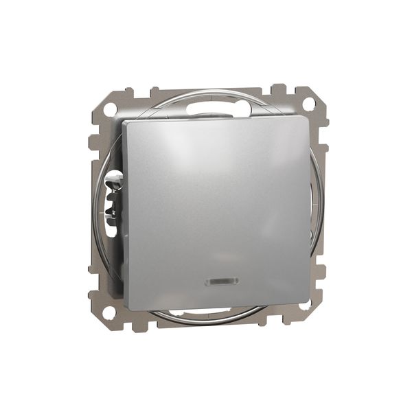 Sedna Design & Elements, 2-way switch 10AX Blue Locator LED, professional, aluminium image 4