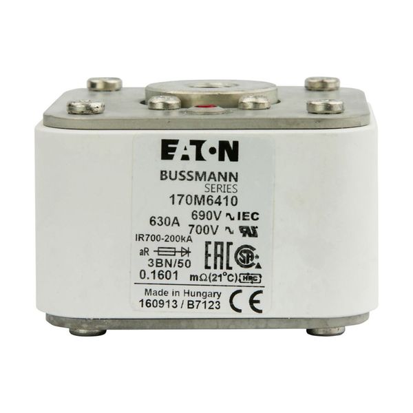 Fuse-link, high speed, 630 A, AC 690 V, size 3, aR, IEC, UL, single indicator image 8