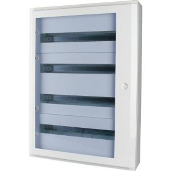 Complete surface-mounted flat distribution board with window, white, 33 SU per row, 6 rows, type C image 2