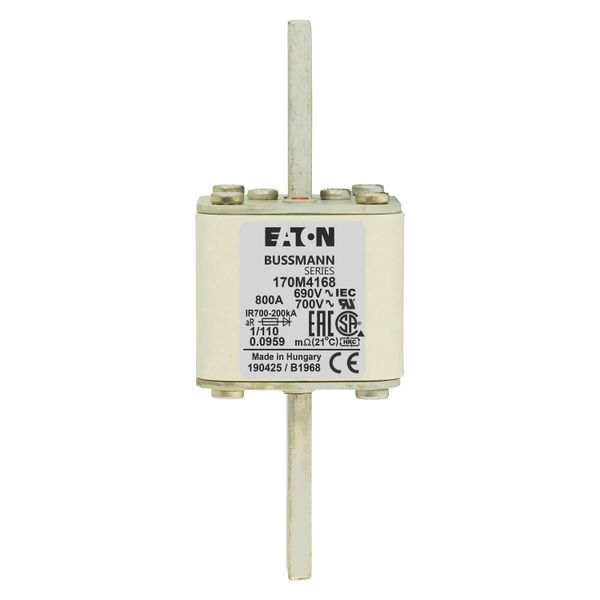 Fuse-link, high speed, 800 A, AC 690 V, DIN 1, 53 x 66 x 138 mm, aR, DIN, IEC, single indicator image 14