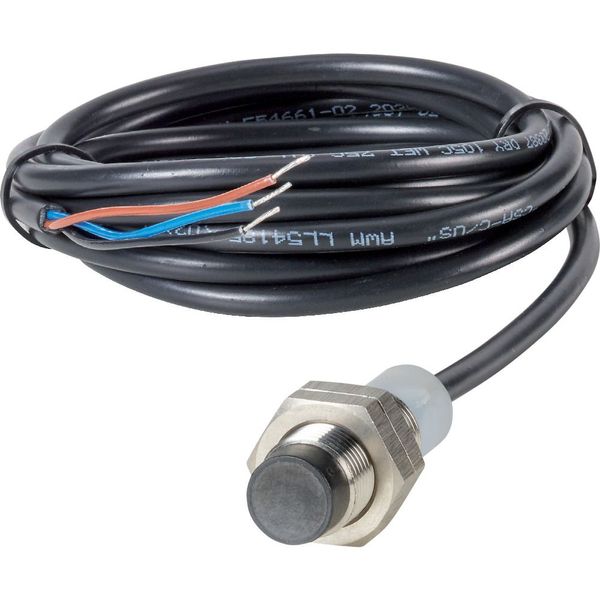 Proximity switch, E57P Performance Short Body Serie, 1 NC, 3-wire, 10 – 48 V DC, M12 x 1 mm, Sn= 4 mm, Non-flush, NPN, Stainless steel, 2 m connection image 1