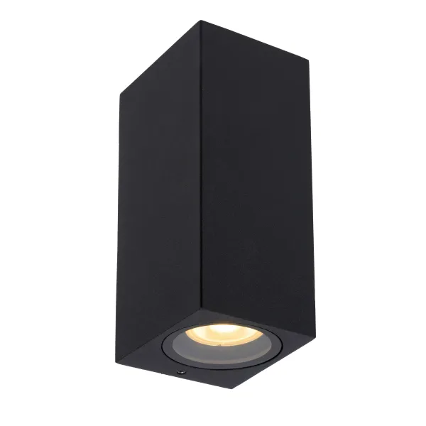 Lucide ZARO - Wall spotlight Outdoor - 2xGU10 - IP44 - Black image 1