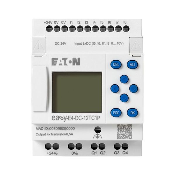 Control relays easyE4 with display (expandable, Ethernet), 24 V DC, Inputs Digital: 8, of which can be used as analog: 4, push-in terminal image 15