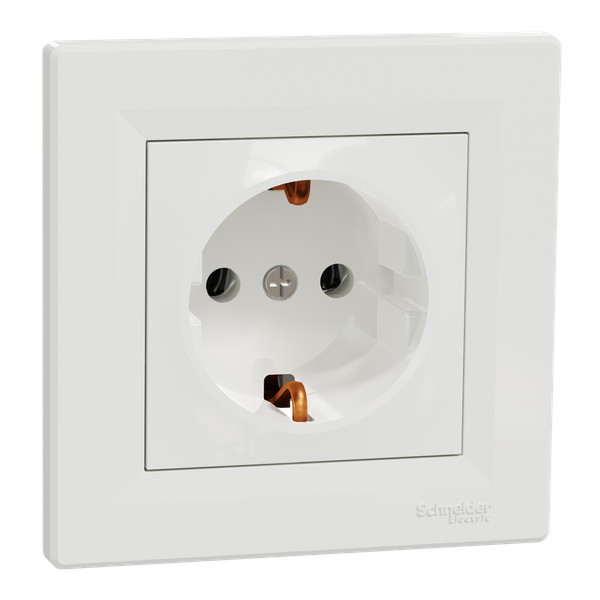 Asfora - single socket outlet with side earth - 16A white image 4