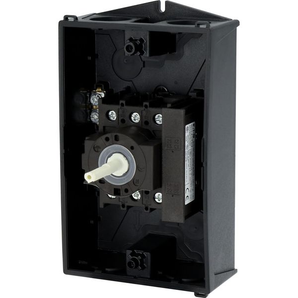 Main switch, P1, 32 A, surface mounting, 3 pole, 1 N/O, 1 N/C, STOP function, With black rotary handle and locking ring, Lockable in the 0 (Off) posit image 50