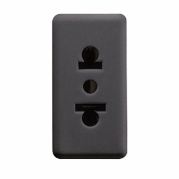 EURO-AMERICAN STANDARD SOCKET-OUTLET 250/125V ac - 2P+E 15A - 1 MODULE - SYSTEM BLACK image 1