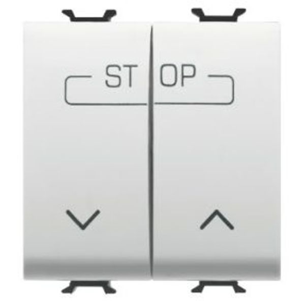 TWIN PUSH-BUTTON 250V ac - QUICK WIRING TERMINALS - 1P NO 16A - SYMBOL UP-DOWN-STOP - 2 MODULES - SATIN WHITE - CHORUSMART image 1