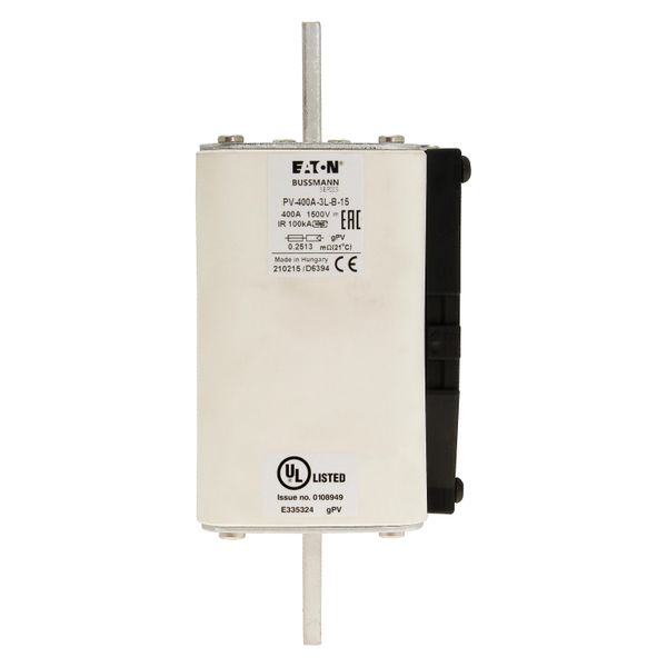 Fuse-link, high speed, 400 A, DC 1500 V, 3L, 75 x 205 mm, gPV, IEC, UL, with indicator, bolted contacts image 8