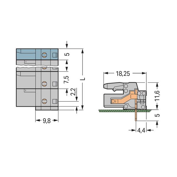 THT female header angled Pin spacing 7.5 mm gray image 2