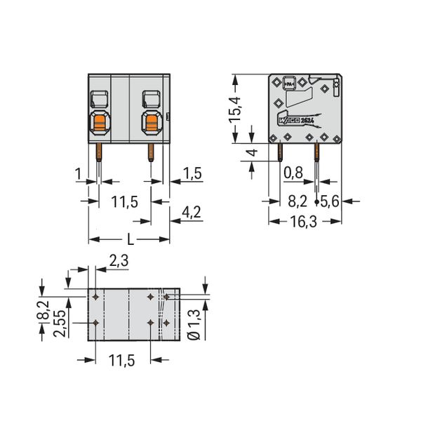 PCB terminal block 4 mm² Pin spacing 11.5 mm gray image 4