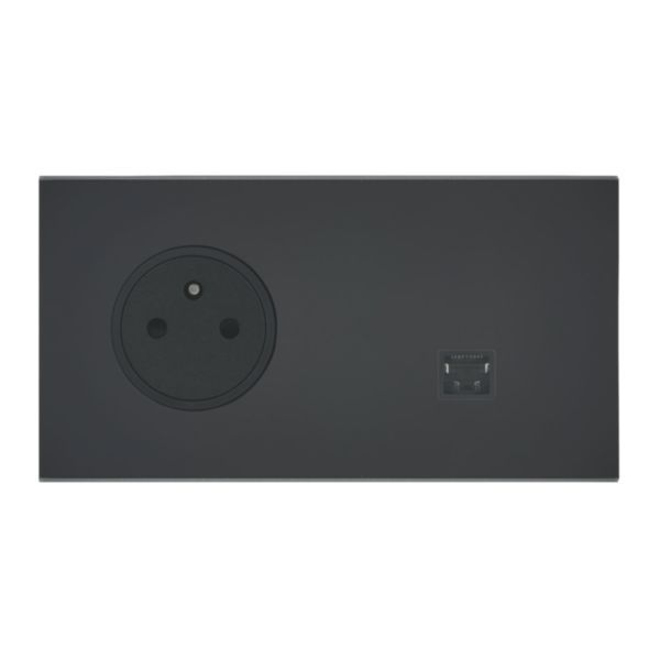 Art d'Arnould universe Epure 2P+E power socket and RJ45 socket - matte black image 1