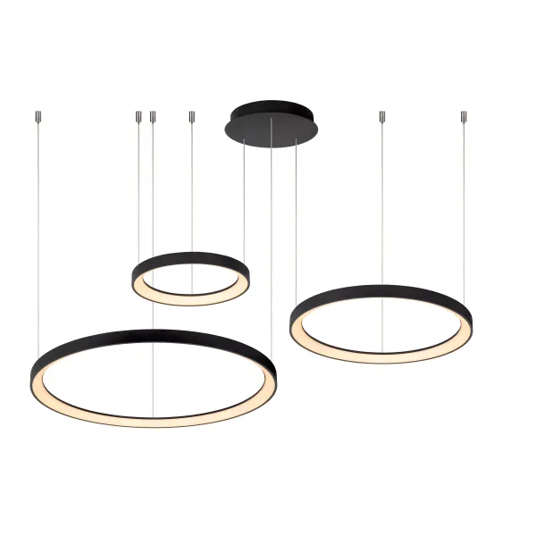 Lucide VIDAL - Pendant light - Ø 78 cm - LED Dim. - 1x120W 2700K - Black image 1