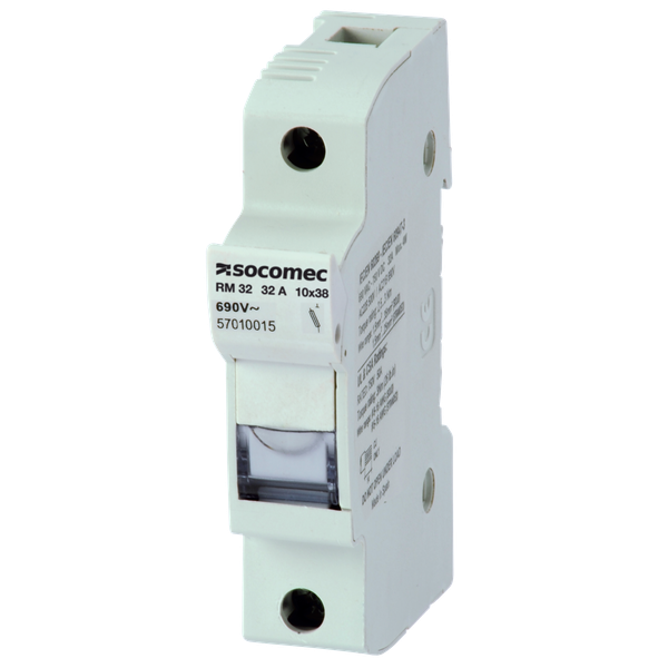 RM cylind. fuse holder without sign. aux. cont.-32A-1P-NFC-Fuse 10x38 image 1