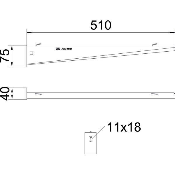 AWG 15 51 A2 Wall and support bracket for mesh cable tray B510mm image 2