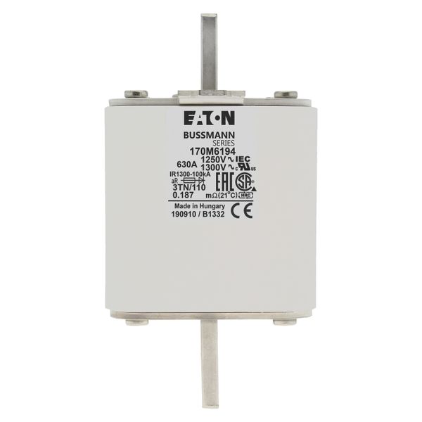 Fuse-link, high speed, 630 A, AC 1250 V, size 3, 76 x 90 x 139 mm, aR, DIN, IEC, type T indicator image 18