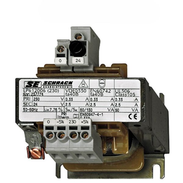 Single Phase Control Transformer 230V/24V, 30VA, IP00 image 1