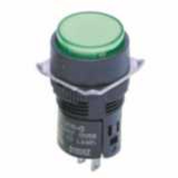 Indicator dia. 16 mm, round, green, LED 24 VAC/VDC, IP65, solder termi image 1