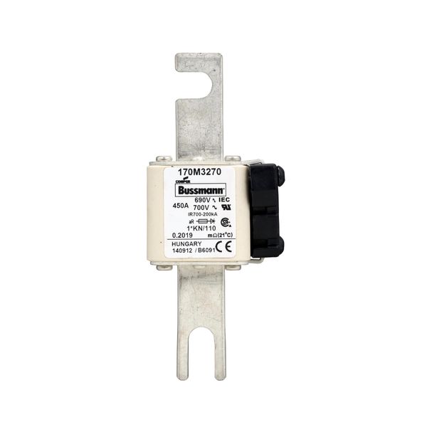 Fuse-link, high speed, 450 A, AC 690 V, compact DIN 1, 45 x 58 x 134 mm, aR, DIN, IEC, type K indicator, 110 mm centres image 11