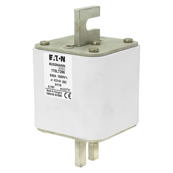 Fuse-link, high speed, 630 A, AC 1000 V, Size 3, 76 x 90 x 141 mm, aR, DIN, IEC, visual indicator image 6