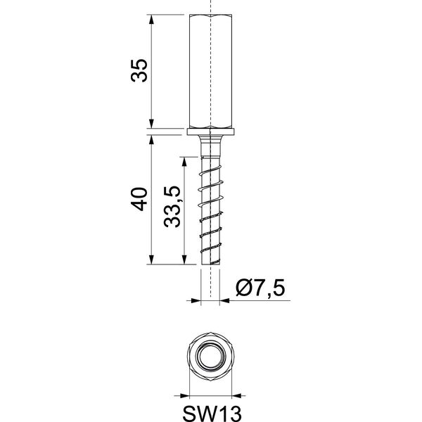 MMS+ I 7.5x40 Internal thread anchor with connection sleeve 7,5x40 image 2