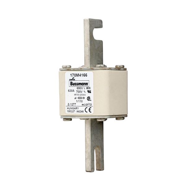 Fuse-link, high speed, 630 A, AC 690 V, DIN 1, 53 x 66 x 138 mm, aR, DIN, IEC, single indicator image 3